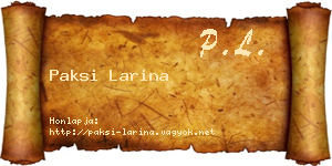 Paksi Larina névjegykártya